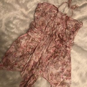 Pale pink floral halter top